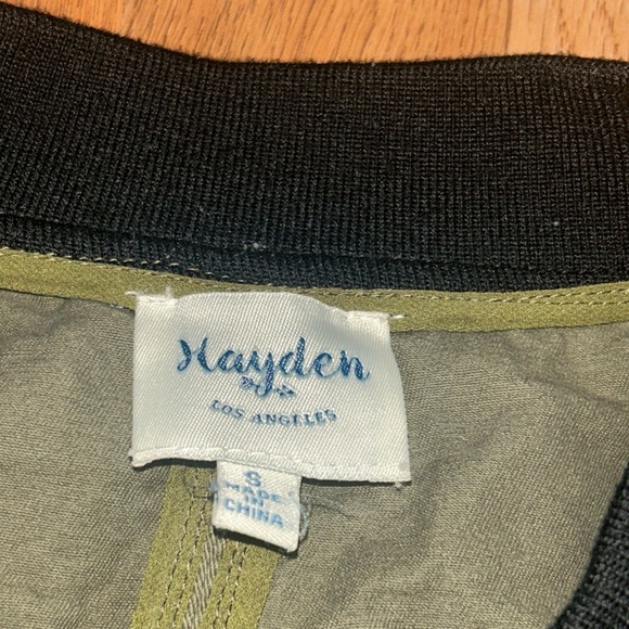 HAYDEN LA- Patchwork Bomber Jacket, Olive Green, Size Size S - Picture 4 of 6